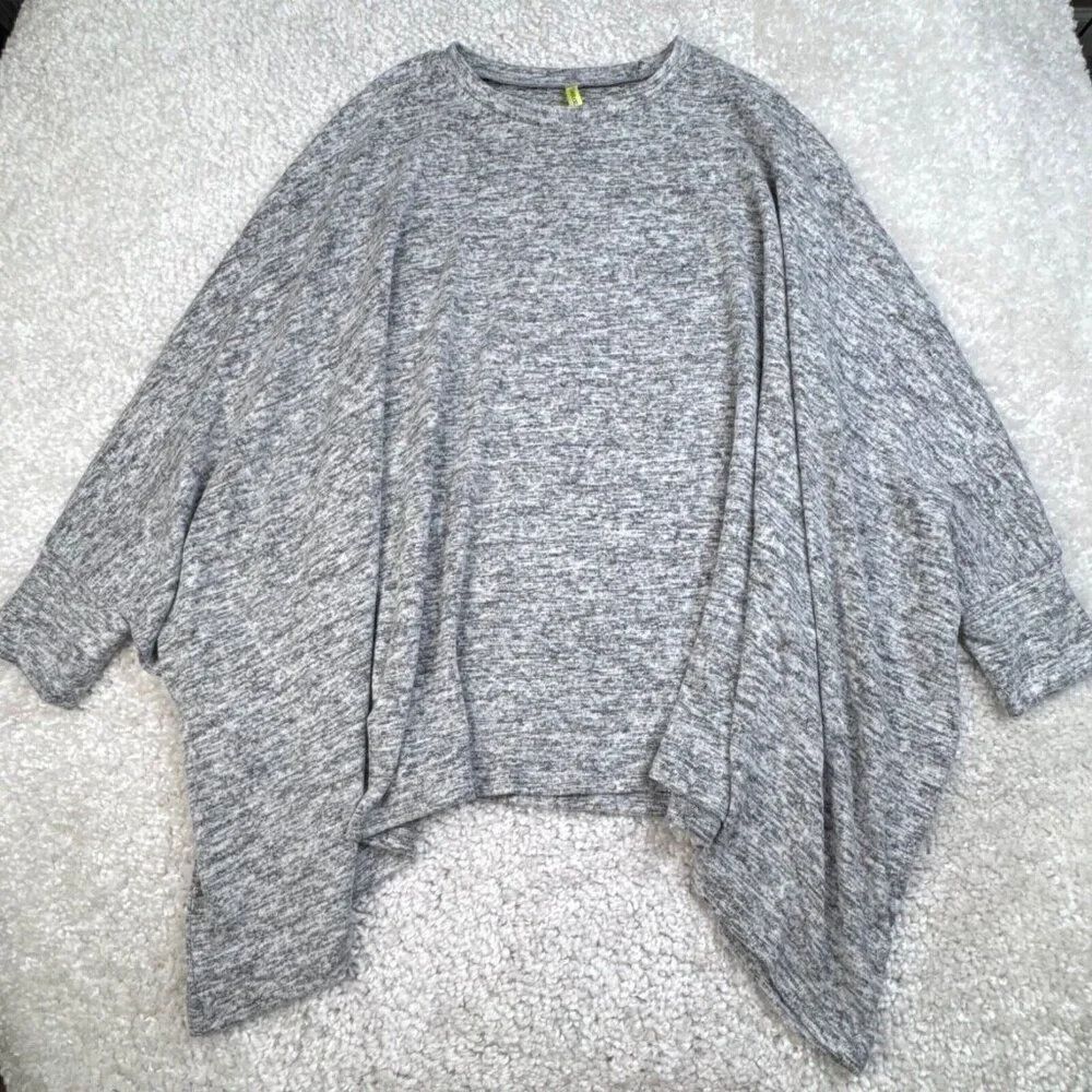 Betabrand Heathered Gray Flowy Batwing Sleeve Oversized Top XL